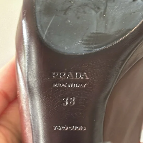 Prada Brown Leather Platform Slingback Heels - Picture 7 of 7